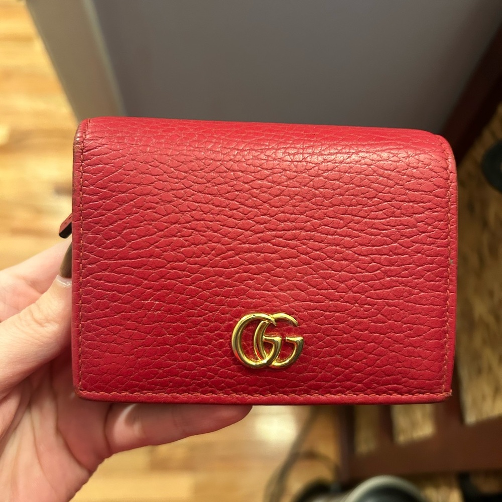 Gucci Red Leather Compact Wallet